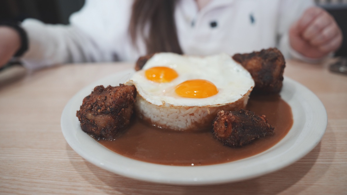 Deep Fried Oxtails Loco Moco at Aloha Stacks