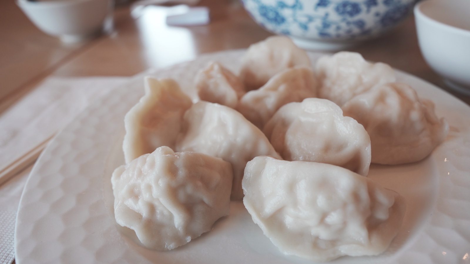 Shrimp, Egg & Yellow Chive Dumplings at Jiao Zi Bao