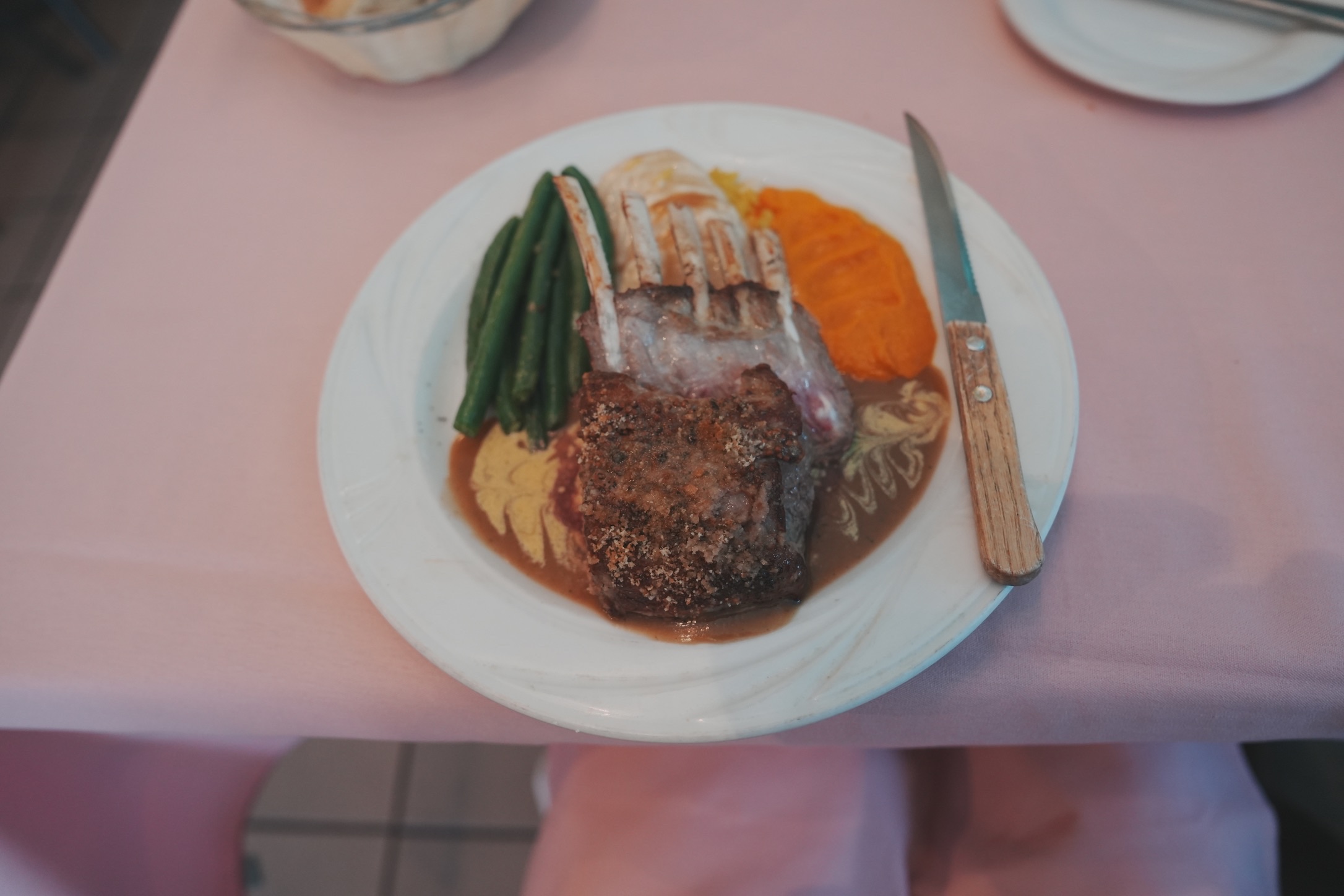 Garlic-Crusted Rack of Lamb at La Vie French Restaurant